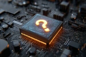 A GPU icon embedded on a CPU icon with a question mark asking is integrated graphics good for gaming