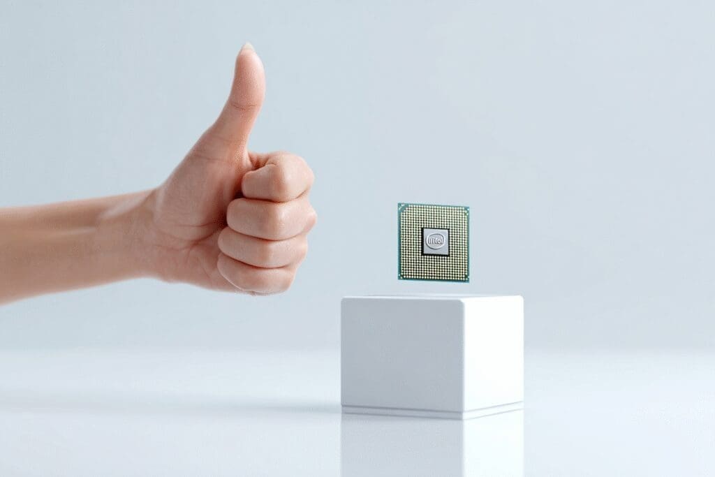 A hand giving a thumbs-up to a CPU answering the FAQ is i5-12400F good for gaming