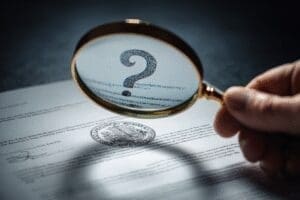 A magnifying glass inspecting a document an investigation for is No Compromise Gaming legit