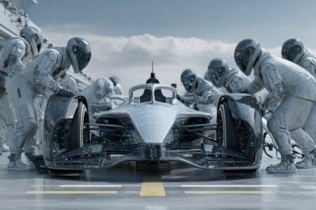 A pit crew optimizing a race car a metaphor for how to increase FPS on PC
