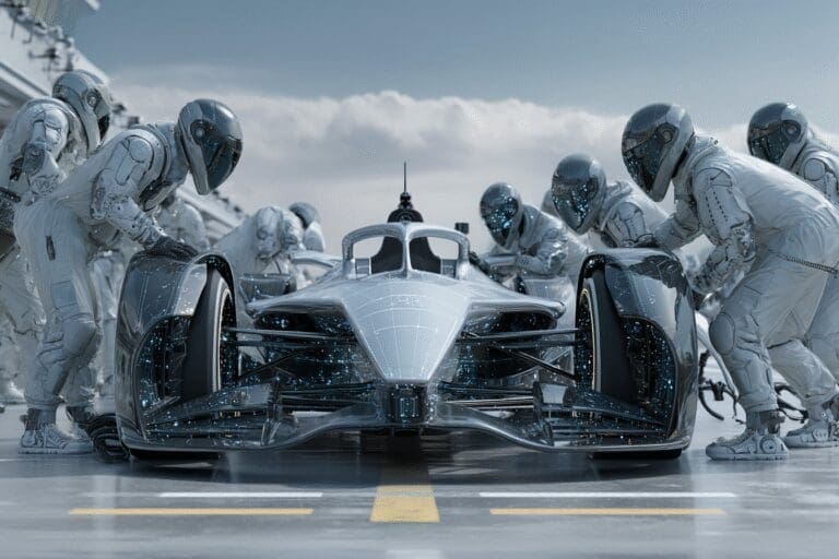 A pit crew optimizing a race car a metaphor for how to increase FPS on PC
