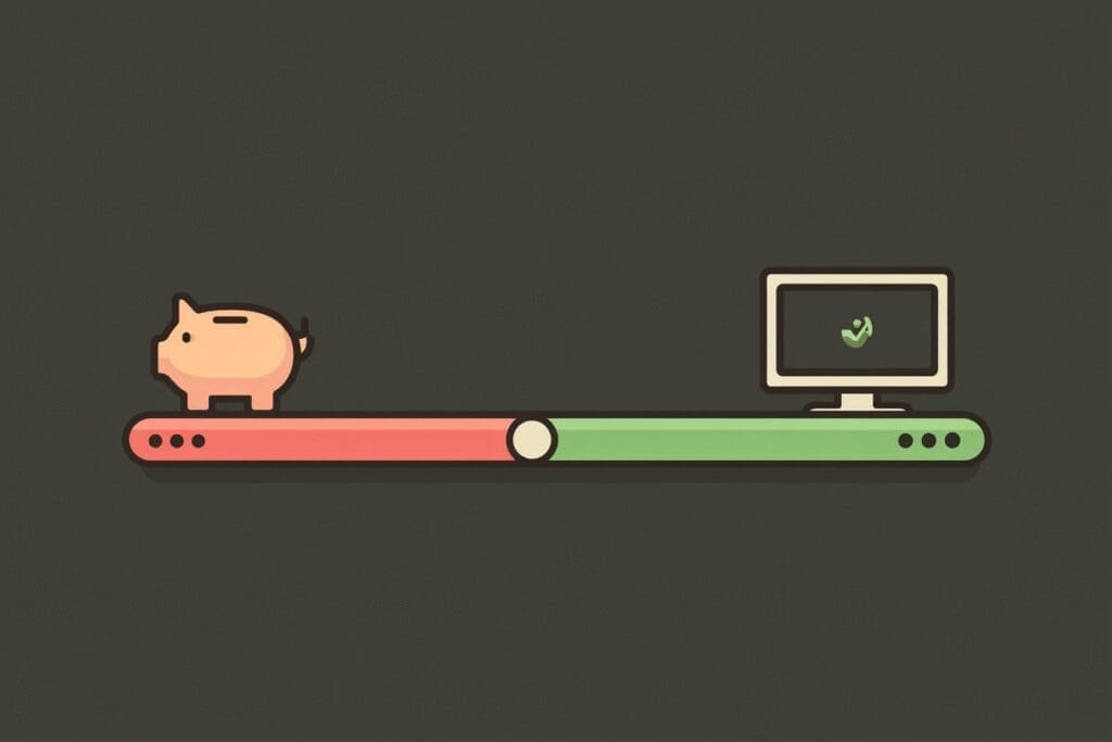 A progress bar from a piggy bank to a gaming PC explaining the FAQ on rent to own gaming PC A progress bar from a piggy bank to a gaming PC explaining the FAQ on rent to own gaming PC