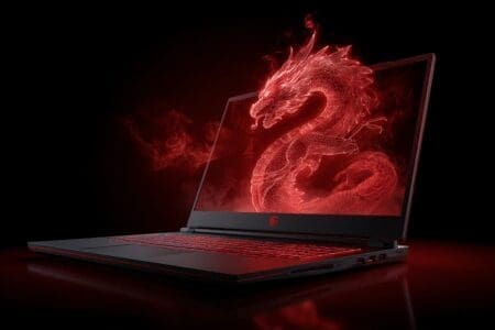 A red dragon hologram coming out of a laptop illustrating is MSI a good gaming laptop
