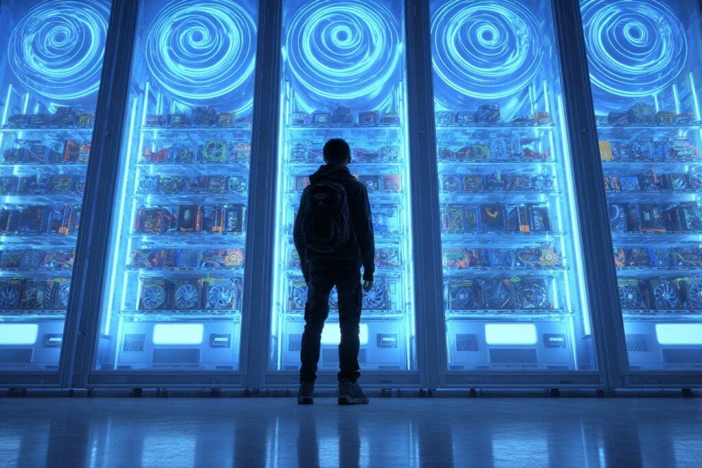 A vending machine full of gaming PCs illustrating the answer to the FAQ on where to buy a prebuilt gaming PC A vending machine full of gaming PCs illustrating the answer to the FAQ on where to buy a prebuilt gaming PC