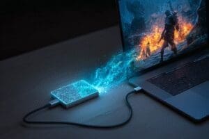 An external SSD projecting a fast game answering are external SSD good for gaming